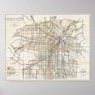 Poster Cartaz de Mapa Antigo de Los Angeles Califórnia 19