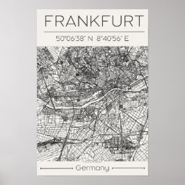 Poster Cartaz de Mapa da Cidade de Frankfurt Arte Urbana