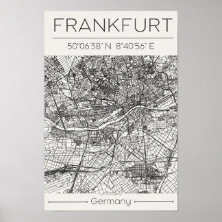 Poster Cartaz de Mapa da Cidade de Frankfurt Arte Urbana 