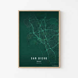Poster Cartaz de Mapa da Esmeralda de San Diego Presente 