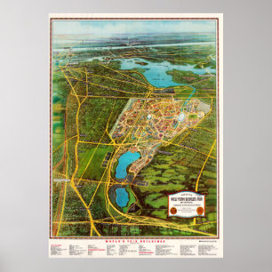Poster Cartaz de Mapa Detalhado Vintage de Nova York