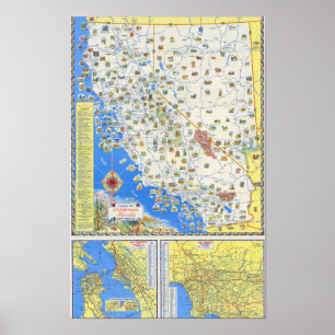 Poster Cartaz de Mapa Ilustrado Antigo de São Francisco