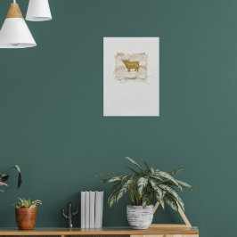 Poster Cartaz de Mapa Vintage do Highland Cow