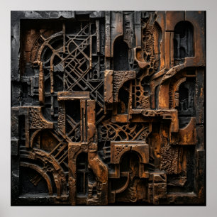 Poster Cartaz de Máquinas Industriais Steampunk