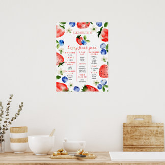 Poster Cartaz de marco de 1º ANIVERSÁRIO Berry Sweet