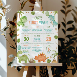 Poster Cartaz de marco de aniversário de dinossauro para 
