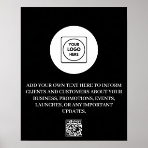 Poster Cartaz de marketing de marca preta com código QR d