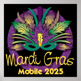 Poster Cartaz de Máscara de Mardi Gras - 2025 - Mobile