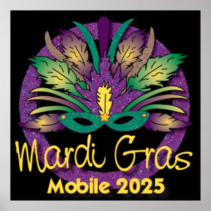 Poster Cartaz de Máscara de Mardi Gras - 2025 - Mobile