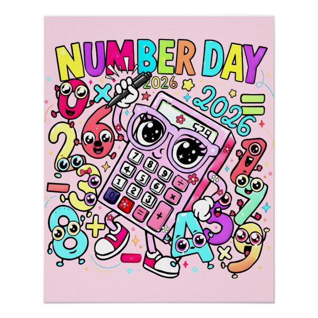 Póster Cartaz de Matemática do Dia do Número 2026 para Cr (Frente)