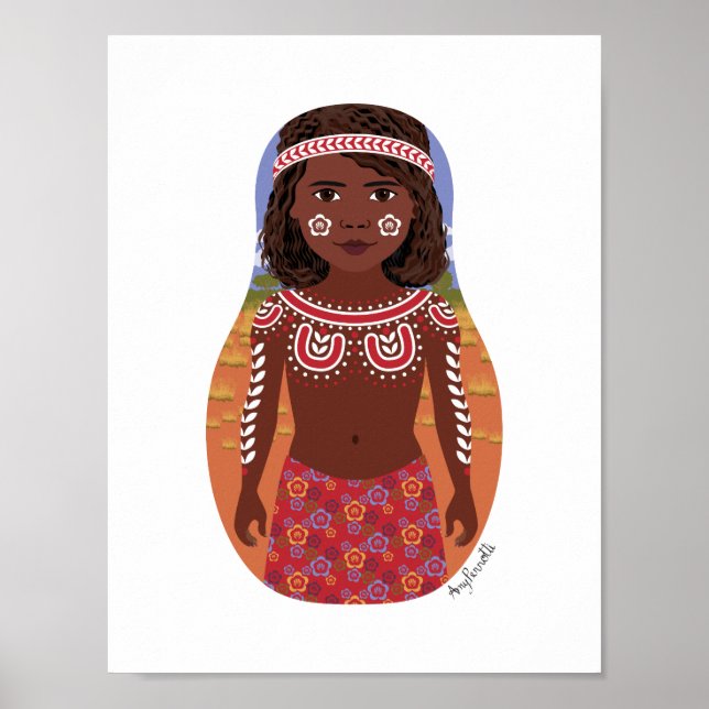 Poster Cartaz de Matryoshka Australiana Aborígene (Frente)