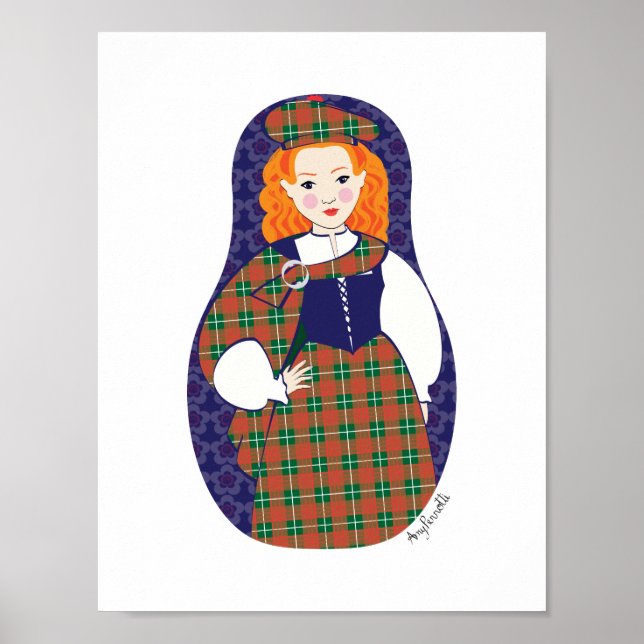 Poster Cartaz de Matryoshka Escocesa (Frente)