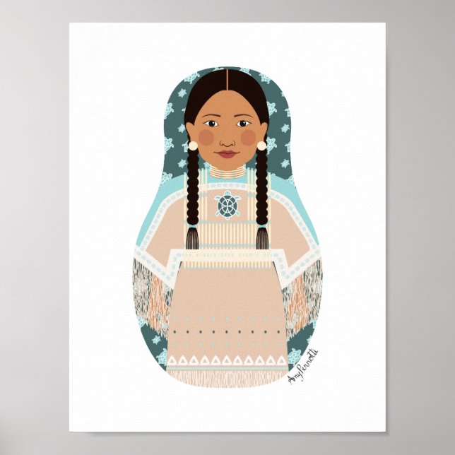 Poster Cartaz de Matryoshka Indígena Americana (Frente)