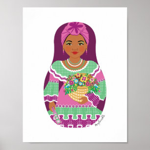 Poster Cartaz de Matryoshka Violeta Cubana