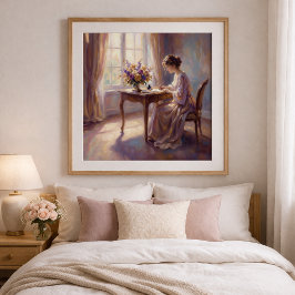 Poster Cartaz de menina escrevendo uma carta para a mamãe