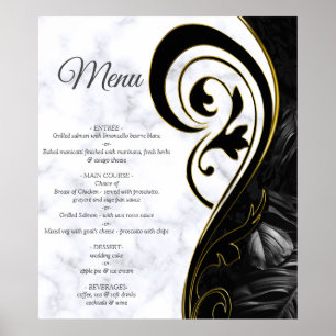 Poster Cartaz de Menu Abstrato Preto - Mármore Branco Mod
