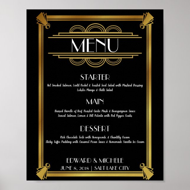 Poster cartaz de menu Art Deco (Frente)