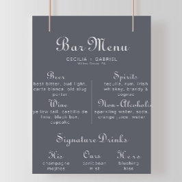 Poster Cartaz de Menu de Bar de Casamento Boho Simples pa