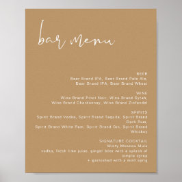 Poster Cartaz de Menu de Bar de Casamento Boho Terroso IN