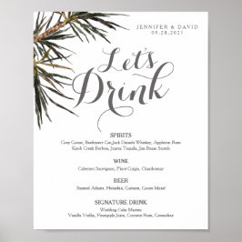 Poster Cartaz de Menu de Bar de Casamento Boho Tropical (