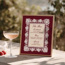 Cartaz de Menu de Bar de Casamento com Moldura de