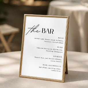 Poster Cartaz de Menu de Bar de Casamento Minimalista