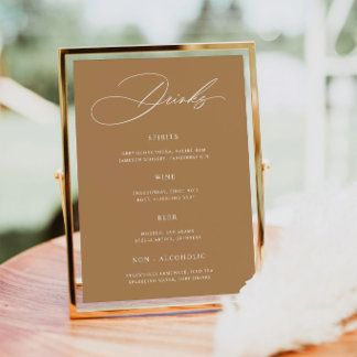 Poster Cartaz de Menu de Bar de Casamento Minimalista Ter