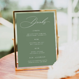 Poster Cartaz de Menu de Bar de Casamento Verde Sage Mini