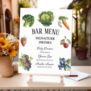 Poster Cartaz de Menu de Bar de Chá de Bebê Jardim Branco