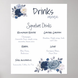 Poster Cartaz de Menu de Bebidas Casamento
