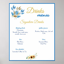 Poster Cartaz de Menu de Bebidas Casamento