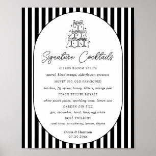 Poster Cartaz de Menu de Bebidas com Assinatura Listrado