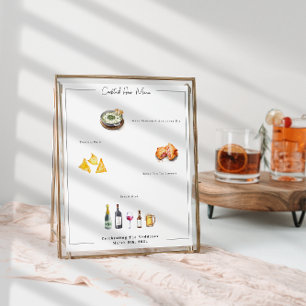 Poster Cartaz de Menu de Casamento Ilustrado e Personaliz