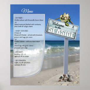 Poster Cartaz de Menu de Casamento na Praia
