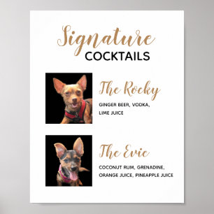 Poster Cartaz de Menu de Coquetel de Casamento Bebidas co