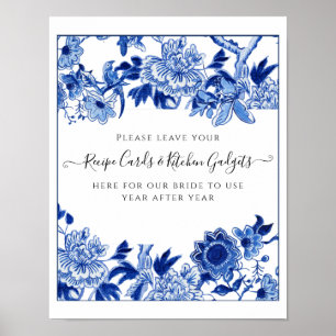 Poster Cartaz de Mesa de Receita para Chá de Noiva Azul B