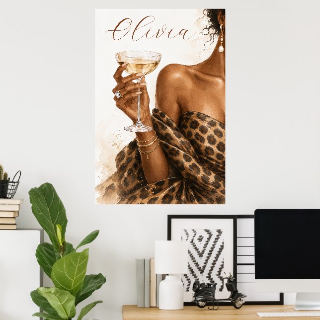 Poster Cartaz de Moda de Champanhe Personalizado para Mul (Escritório em casa)