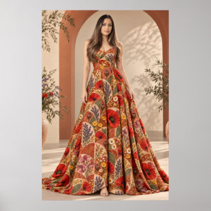 Poster Cartaz de Moda Feminina Botânica Boho Floral