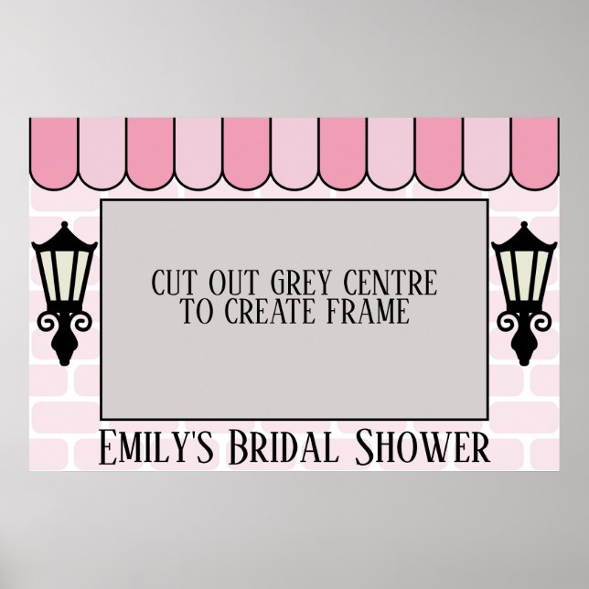 Poster Cartaz de moldura para chá de noiva Pink Parisian (Frente)