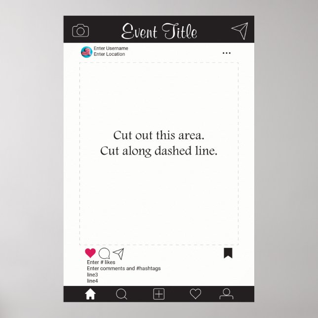 Póster Cartaz de Moldura para Props de Fotocabinê Preto e (Frente)