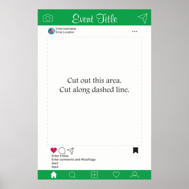 Póster Cartaz de Moldura para Props de Photobooth Verde e (Frente)