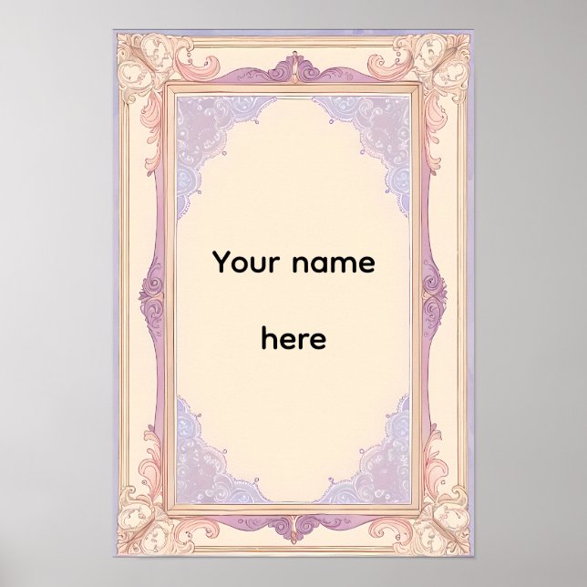 Poster Cartaz de Moldura Vintage Ornata Lavanda Elegante (Frente)