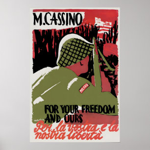 Poster Cartaz de Monte Cassino Pela sua liberdade e pela 