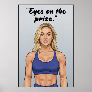 Poster Cartaz de Motivação de Fitness - Olhos no Prêmio