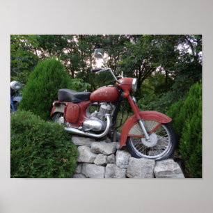 Poster Cartaz de Moto Vermelha Antiga
