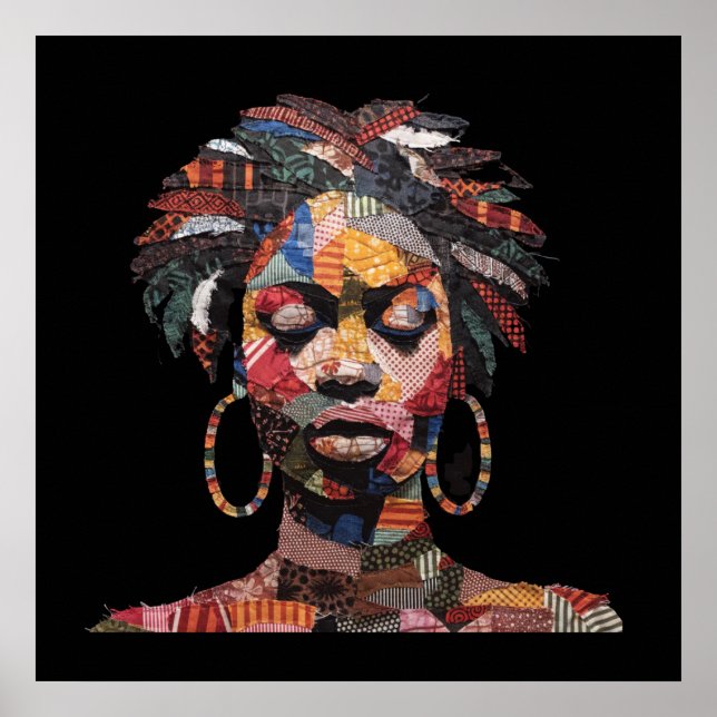 Poster Cartaz de Mulher Africana Colorida (Frente)