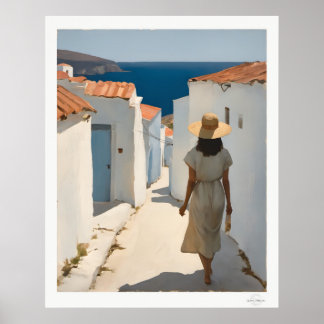 Poster Cartaz de Mulher Caminhando para o Mar