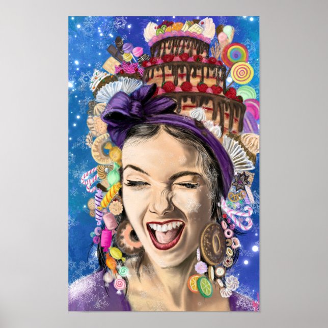 Poster Cartaz de Mulher de Aniversário Feliz (Frente)