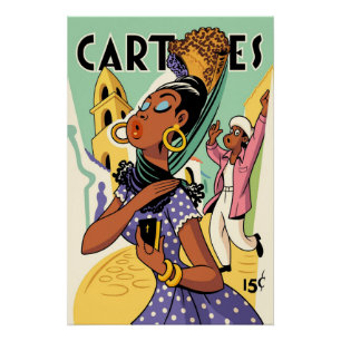 Póster Cartaz de Mulher de Carteles Art Déco Antigo – Jaz