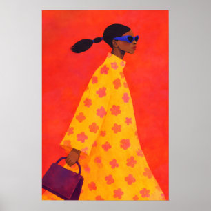 Poster Cartaz de Mulher Ousada, Ilustração Moderna Colori